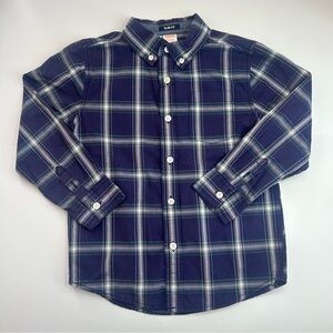 Gymboree Boys Buffalo Check Print Plaid Blue Slim Fit Long Sleeve Size Small 5/6